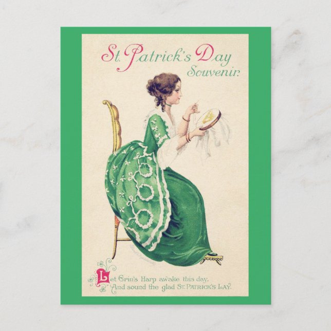St. Patrick's Day Lady, Vintag Postkarte (Vorderseite)