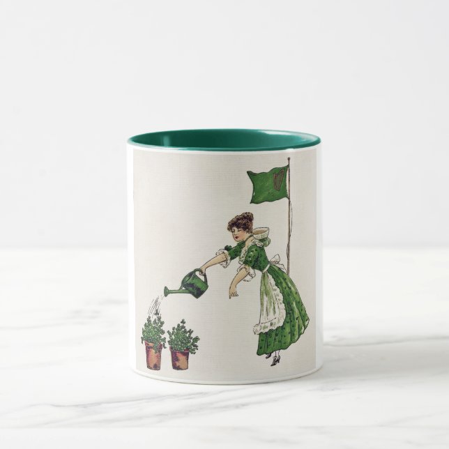 St. Patrick's Day Lady, Vintag Tasse (Zentrum)