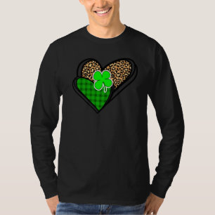 St Patrick's Day Leopard Herz Green Buffalo Karier T-Shirt