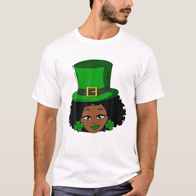 St Patricks Day Leprechaun Afro Kleeblatt Wom T-Shirt (Vorderseite)