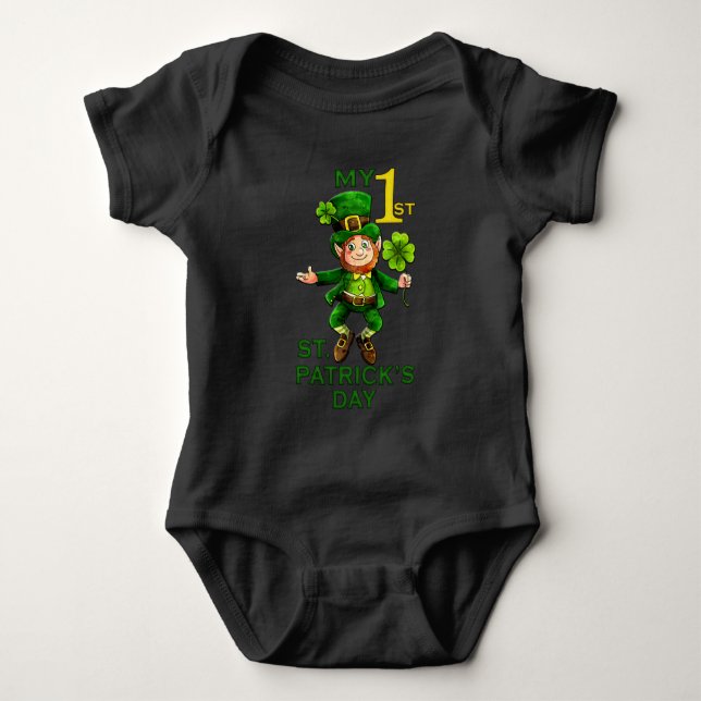 St. Patrick's Day Leprechaun Baby Bodysuit Strampler (Vorderseite)
