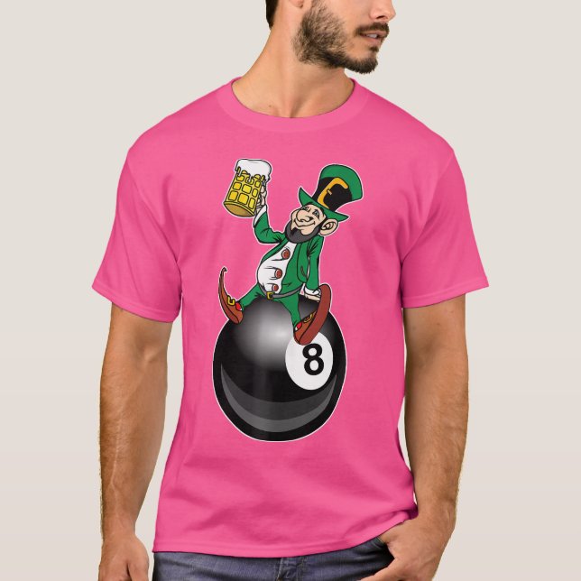 St Patrick's Day Leprechaun Beer Pool Player Billi T-Shirt (Vorderseite)
