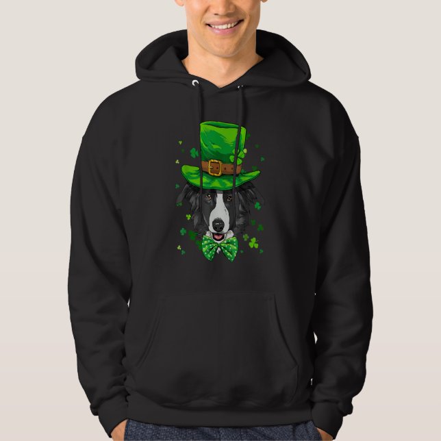 St Patrick's Day Leprechaun Border Collie Dog Sham Hoodie (Vorderseite)
