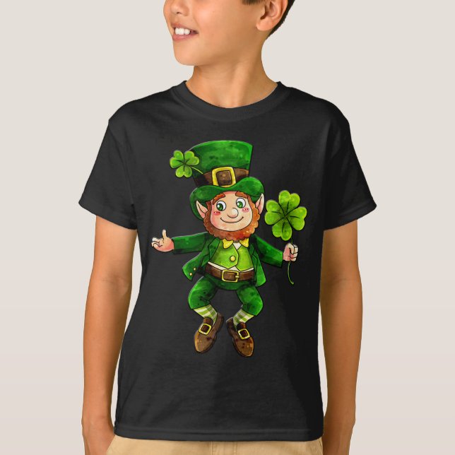 St. Patrick's Day Leprechaun Boys Black T Shirt (Vorderseite)