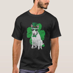 St Patrick's Day Leprechaun Bull Terrier Dog Shamr T-Shirt