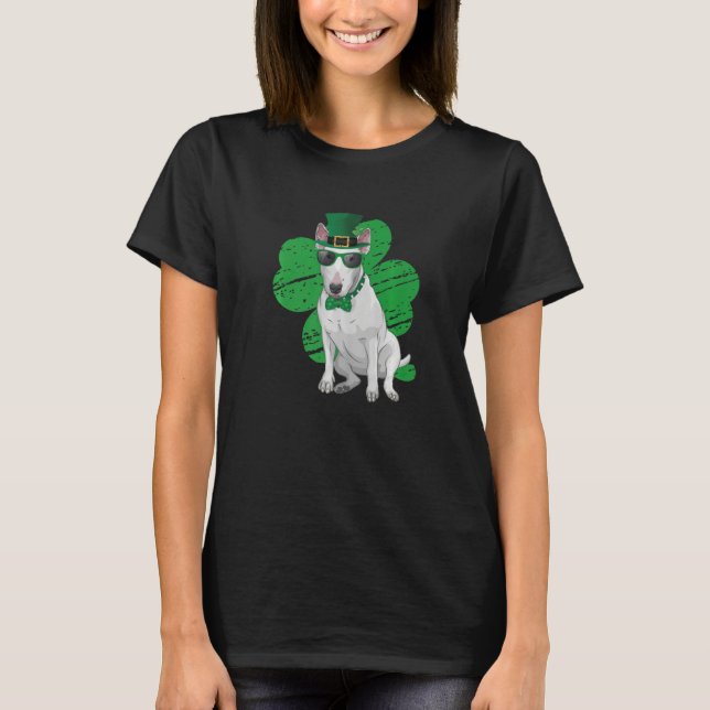 St Patrick's Day Leprechaun Bull Terrier Dog Shamr T-Shirt (Vorderseite)