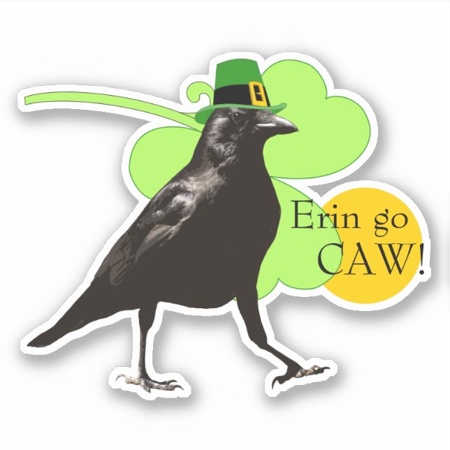 St. Patrick's Day Leprechaun Crow Pun Erin Go Caw Aufkleber (Vorderseite)