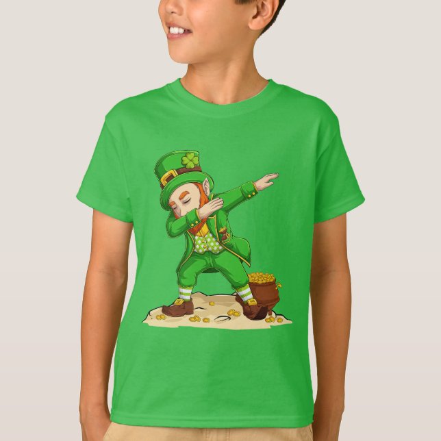 St Patrick's Day Leprechaun Dabbing Funny Graphic T-Shirt (Vorderseite)