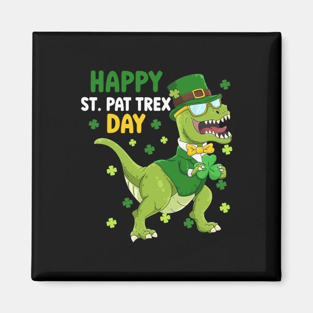 St Patricks Day Leprechaun Dinosaur Dino Glücklich Magnet (Vorne)