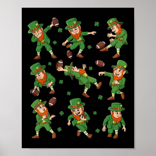 St Patricks Day Leprechaun Football Player Cloud Poster (Vorne)