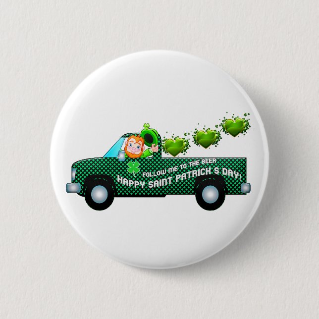St Patricks Day Leprechaun Funny Drink Beer Button (Vorderseite)