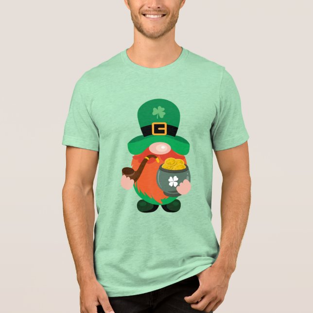 St. Patrick's Day Leprechaun Gnome Pot of Gold Tri-Blend Shirt (Vorderseite)