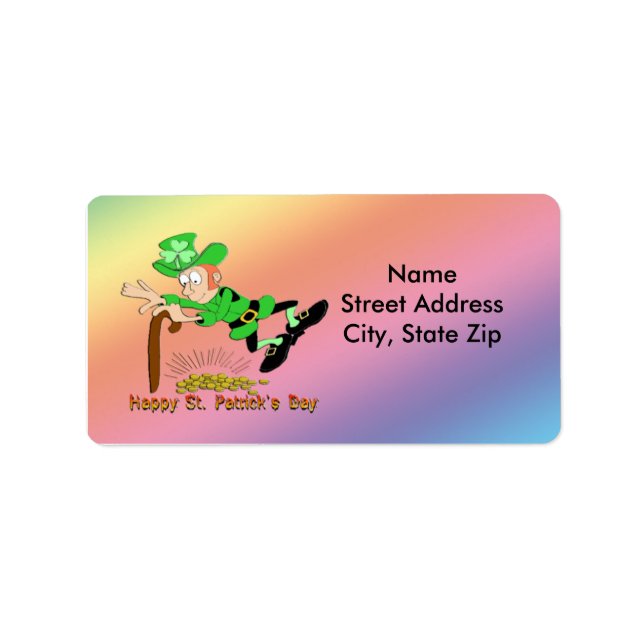 St Patrick's Day Leprechaun Gold Address Label Adressaufkleber (Vorne)