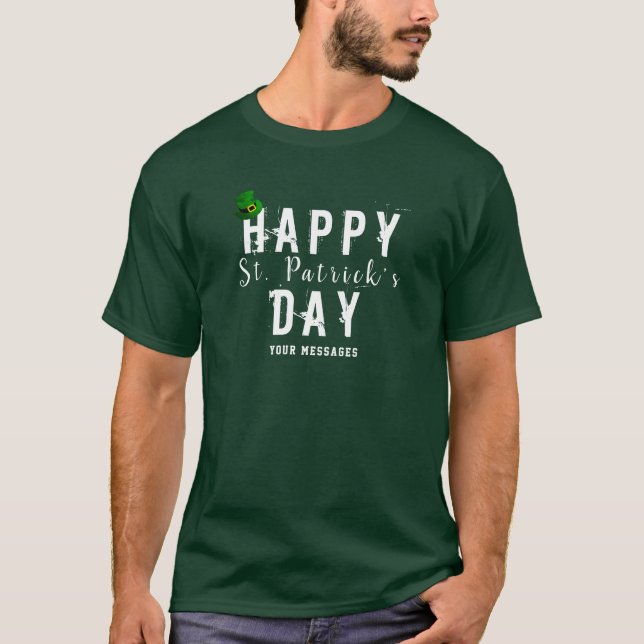 St Patrick's Day Leprechaun Hat mit Nachricht T-Shirt (Vorderseite)