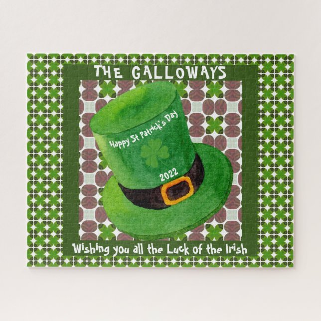 St Patricks Day Leprechaun Hat Monogram Irish Luck Puzzle (Horizontal)