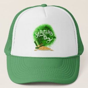 St Patrick's Day Leprechaun Hat und Gold Coins Truckerkappe