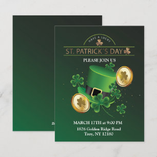 St. Patrick's Day Leprechaun Hut Shamrocks Irisch Feiertagskarte