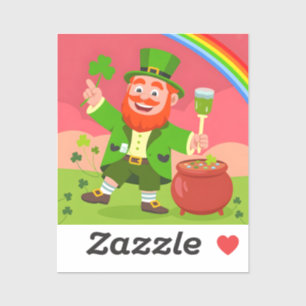 St. Patrick's Day Leprechaun-Illustration Aufkleber
