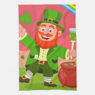 St. Patrick's Day Leprechaun-Illustration Geschirrtuch
