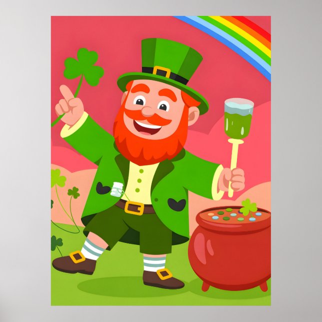 St. Patrick's Day Leprechaun Illustration  Poster (Vorne)