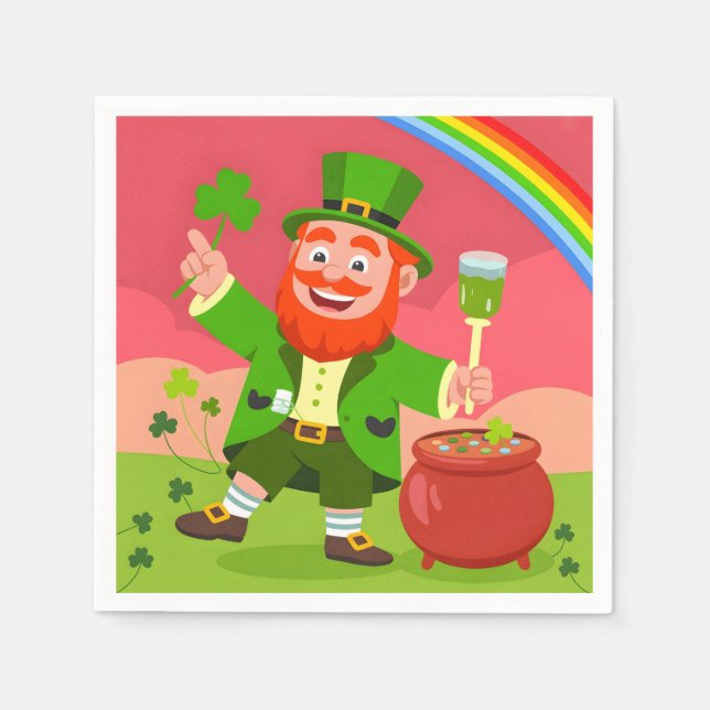 St. Patrick's Day Leprechaun-Illustration  Serviette (Vorderseite)