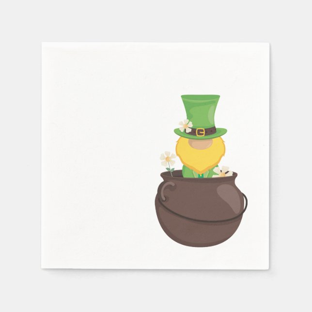 St. Patrick's Day Leprechaun in Pot of Gold Serviette (Vorderseite)