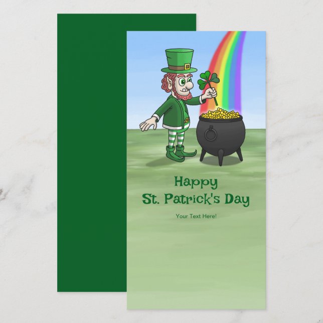 St. Patricks Day Leprechaun Karte (Vorne/Hinten)