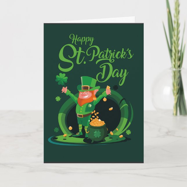 St. Patrick's Day Leprechaun Karte (Vorderseite)