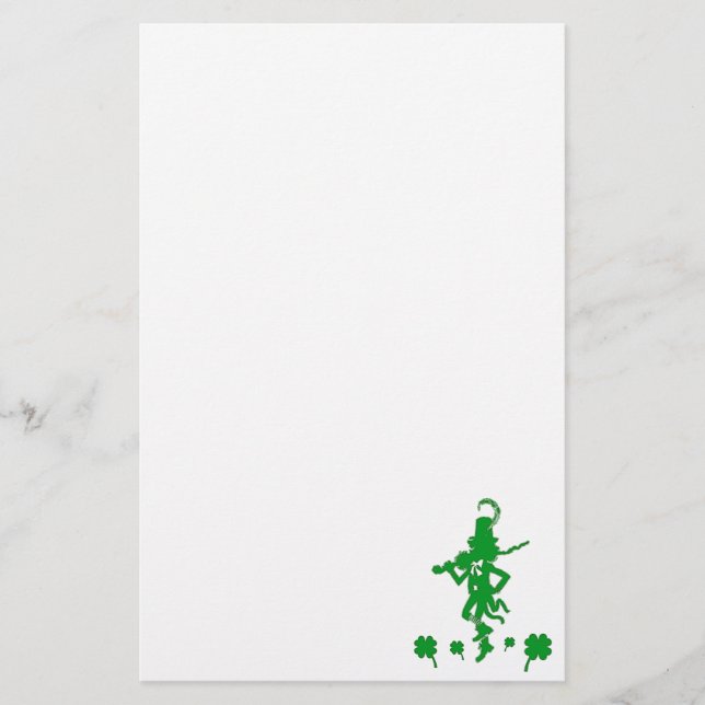 St. Patrick's Day Leprechaun Kleeblatt Stationery Briefpapier (Vorderseite)