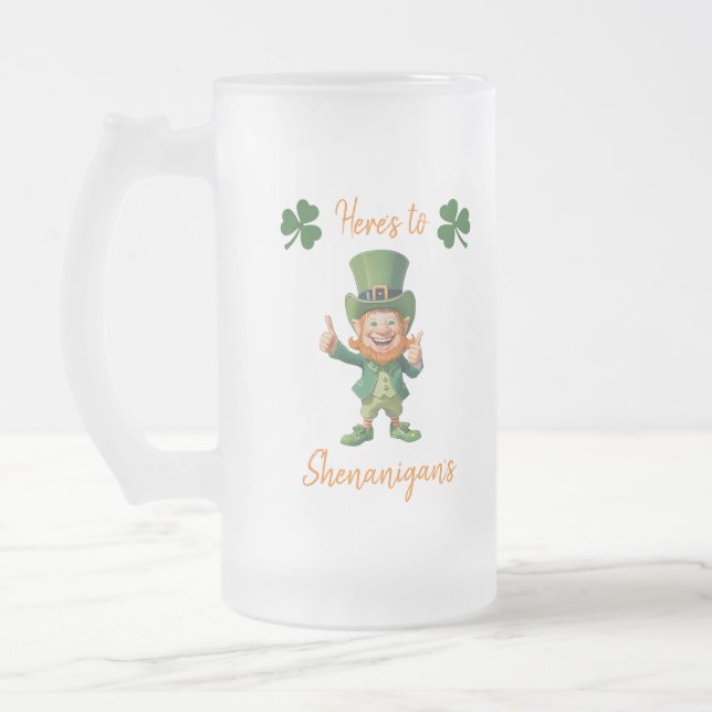 St. Patrick's Day-Leprechaun- Mattglas Bierglas (Links)