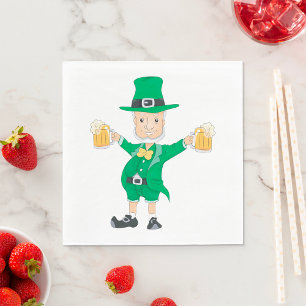 St Patrick's Day Leprechaun mit Bierbäckerchen Tas Serviette