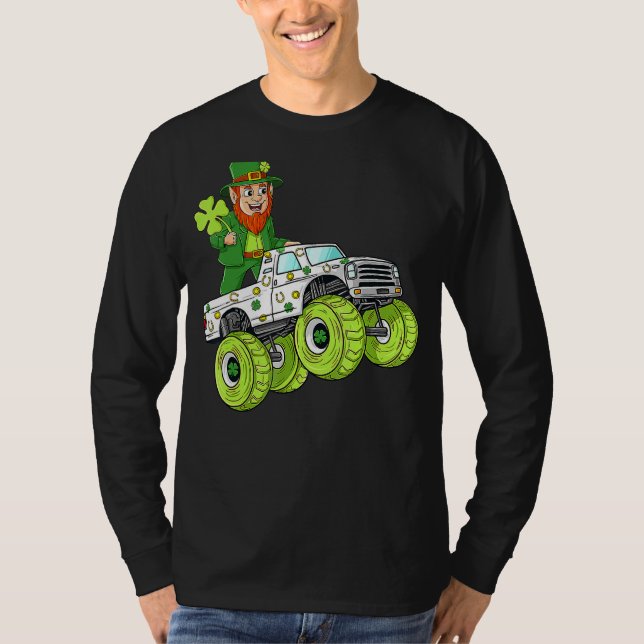 St Patrick's Day Leprechaun Monster Truck Lucky Bo T-Shirt (Vorderseite)