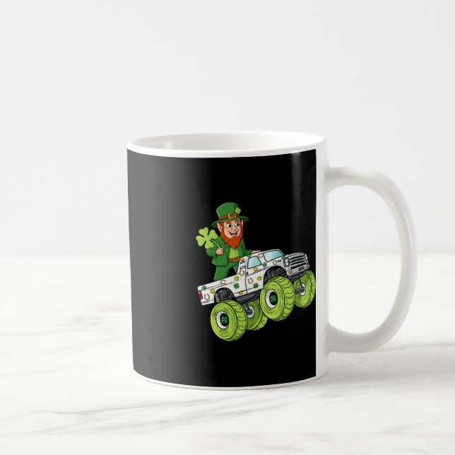 St Patricks Day Leprechaun Monster Truck Lucky Boy Kaffeetasse (Rechts)