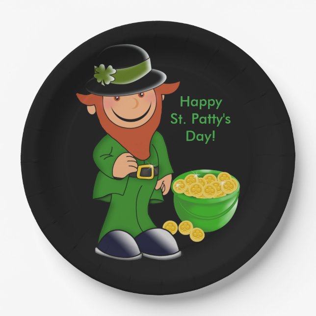 St. Patrick's Day, Leprechaun Paper Tellers 9" Pappteller (Vorderseite)