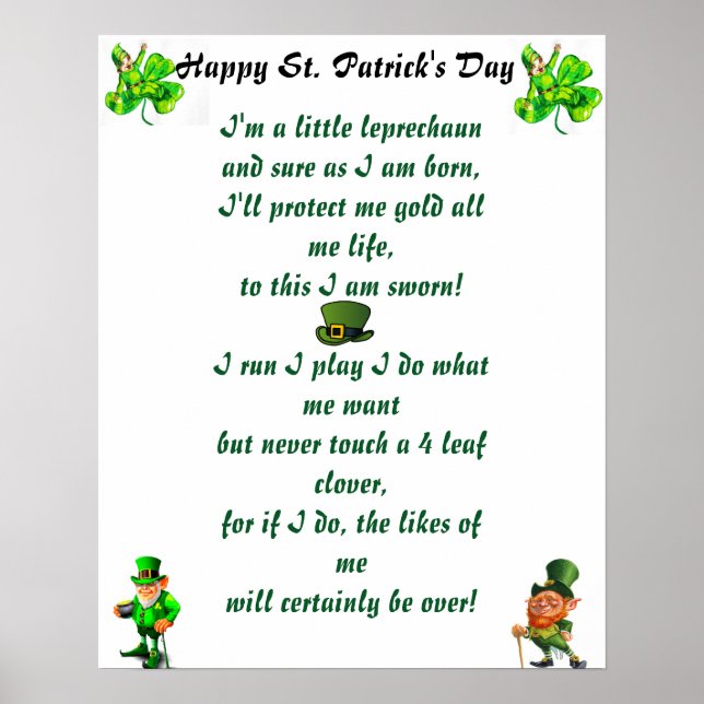 ST. PATRICK'S DAY LEPRECHAUN POEM POSTER (Vorne)