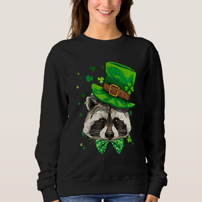 St Patrick's Day Leprechaun Raccoon Shamrock Irish Sweatshirt (Vorderseite)