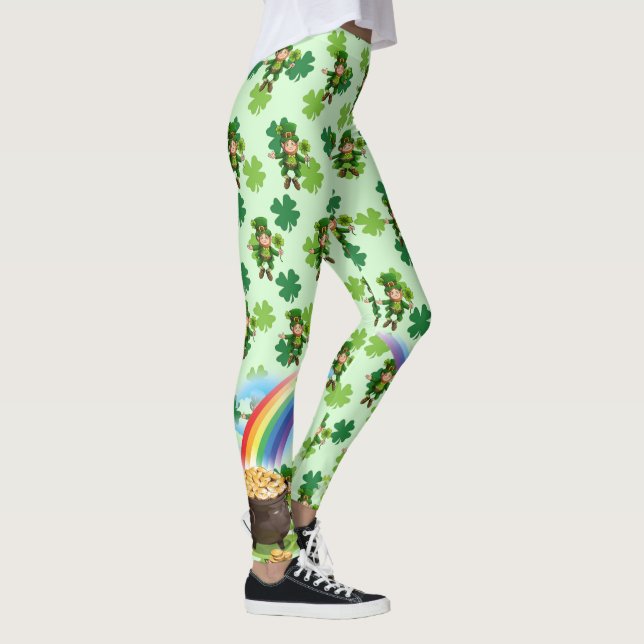 St. Patrick's Day Leprechaun Rainbow Kleeblatts Leggings (Rechts)
