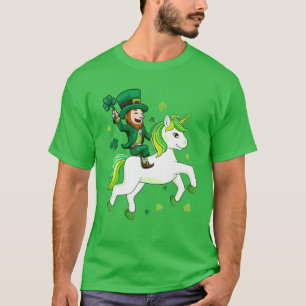 St Patrick's Day Leprechaun Reiten Unicorn Leprico T-Shirt