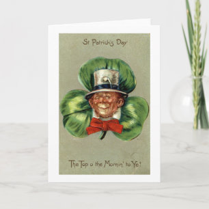 St Patrick's Day Leprechaun Repro Vintage 1908 Karte