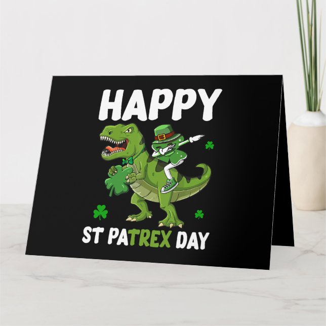 St Patricks Day Leprechaun Riding Dinosaur Geschen Karte (Vorderseite)
