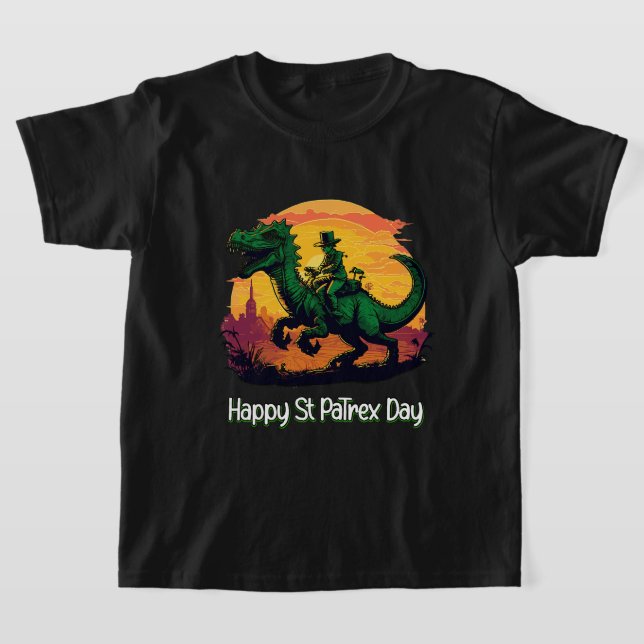 St Patricks Day Leprechaun Riding Dinosaur T-Shirt (Ablage )