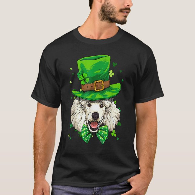 St Patrick's Day Leprechaun Shamrock Poodle Dog Ir T-Shirt (Vorderseite)