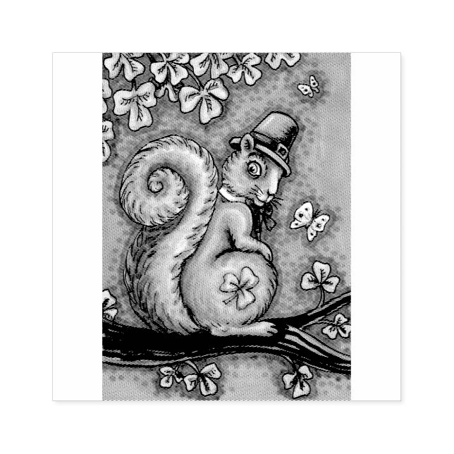 ST. PATRICK'S DAY LEPRECHAUN SQUIRREL RUBBER BRIEF GUMMISTEMPEL (Prägung)