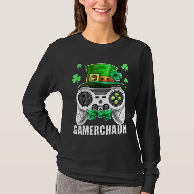 St Patricks Day Leprechaun Video Game Controller B T-Shirt (Vorderseite)