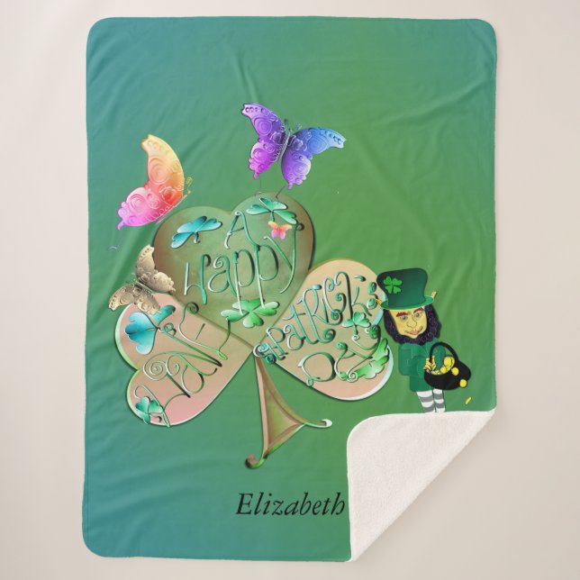 St. Patrick's day Leprechaun w/Name Sherpadecke (Vorderseite)