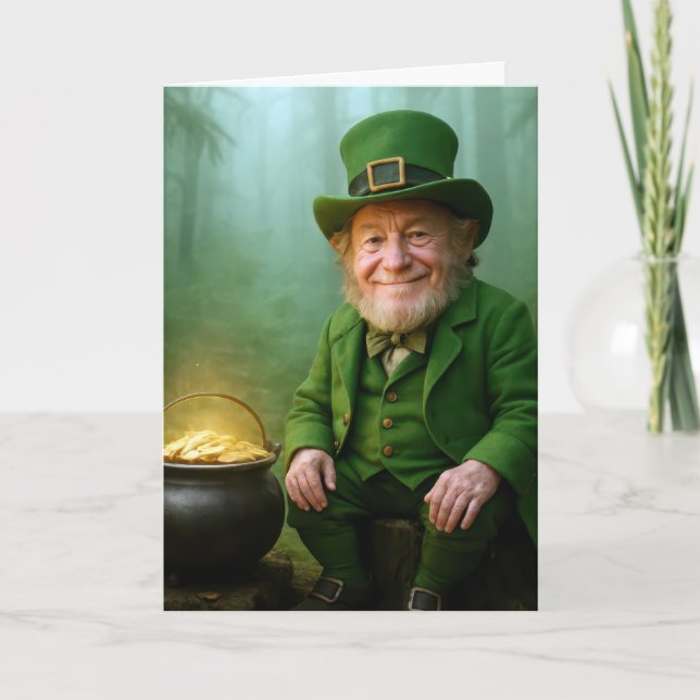 St. Patrick's Day Leprechaun with Gold Coins Karte (Vorderseite)