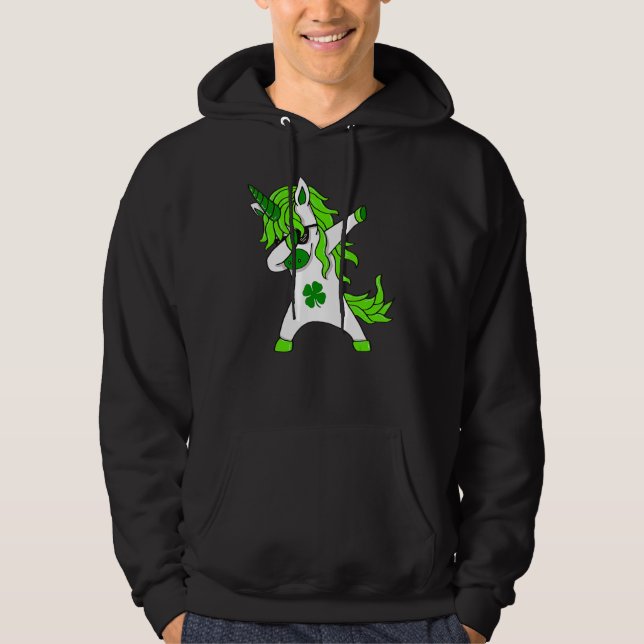St Patricks Day Lepricorn Dabbing Unicorn Hoodie (Vorderseite)