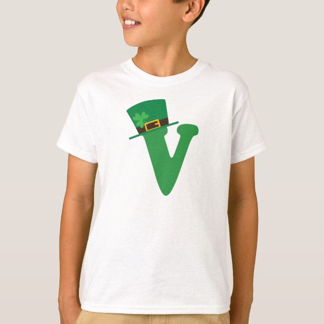 St Patricks Day Letter V Alphabet T-Shirt (Vorderseite)