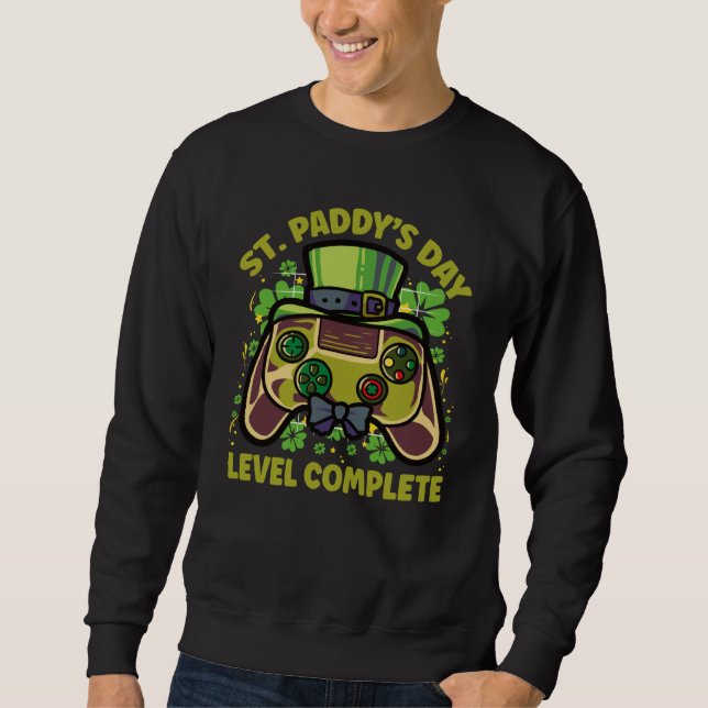St Patricks Day Level Complete Gamer Video Game Co Sweatshirt (Vorderseite)