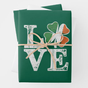 St Patricks Day Liebe Glücklicher Irischer Kleebla Geschenkpapier Set
